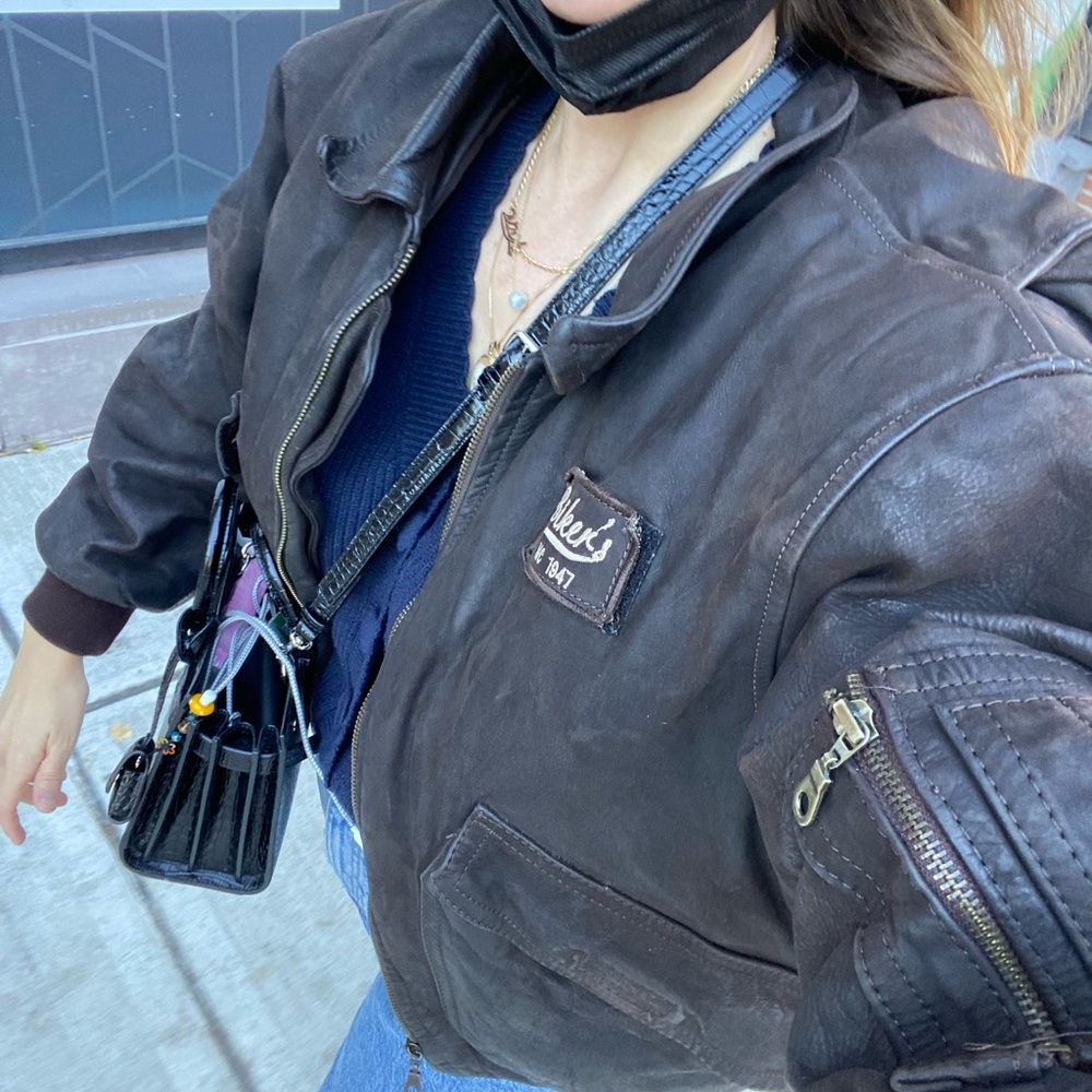 Vintage leather Motorcycle bomber jacket